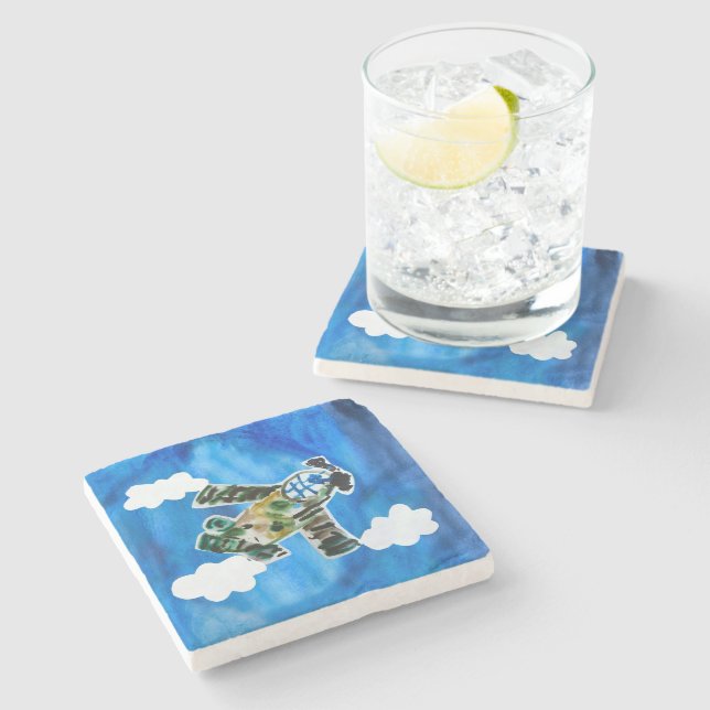 Dessous-de-verre En Pierre Army Jet "Art by Kids" (Côté)