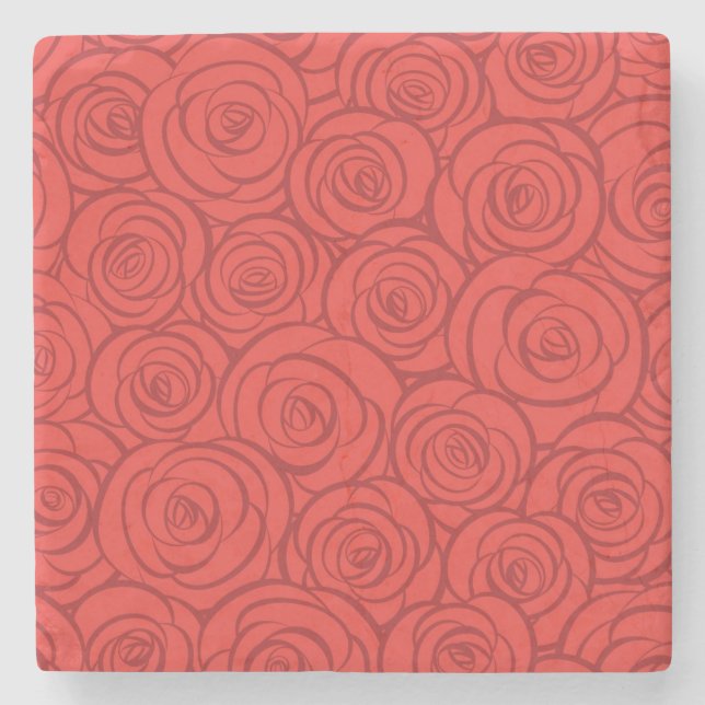 Dessous-de-verre En Pierre Arrière - plan abstrait de roses rouges (Devant)