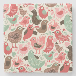 Dessous-de-verre En Pierre arrière - plan avec les oiseaux mignons