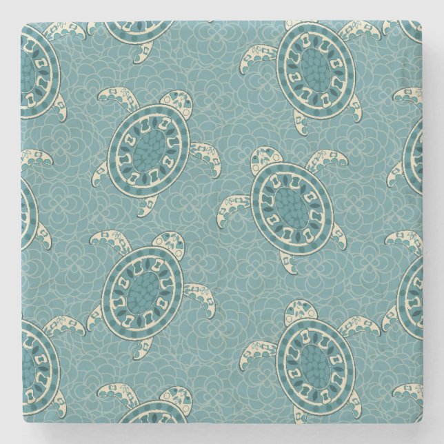 Dessous-de-verre En Pierre arrière - plan de tortues (Devant)