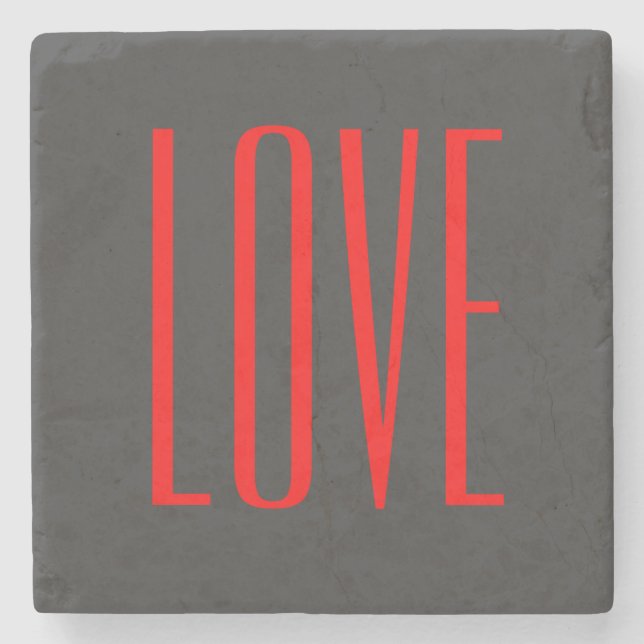 Dessous-de-verre En Pierre Arrière - plan gris tendance Red Love Mariage (Devant)