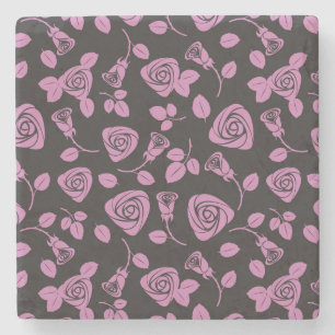 Dessous-de-verre En Pierre Arrière - plan rose floral
