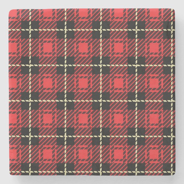 Dessous-de-verre En Pierre Arrière - plan rouge de plaid (Devant)