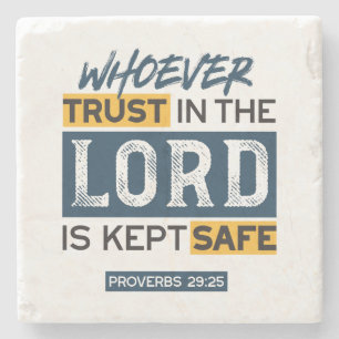 Dessous-de-verre En Pierre Art de citation biblique - Proverbes 29:25 Confian