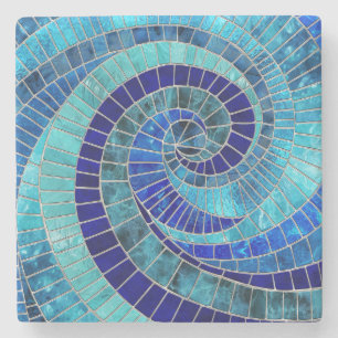 Dessous-de-verre En Pierre Art de la mosaïque de la vague océanique