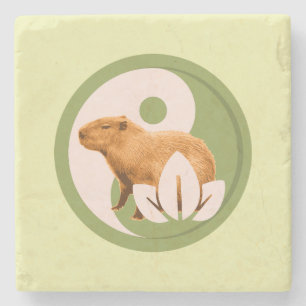 Dessous-de-verre En Pierre Art de la nature paisible du capybara Zen Yin Yang