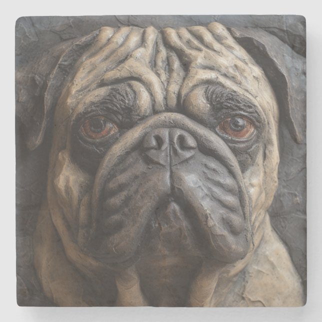 Dessous-de-verre En Pierre Art de Pug (Devant)