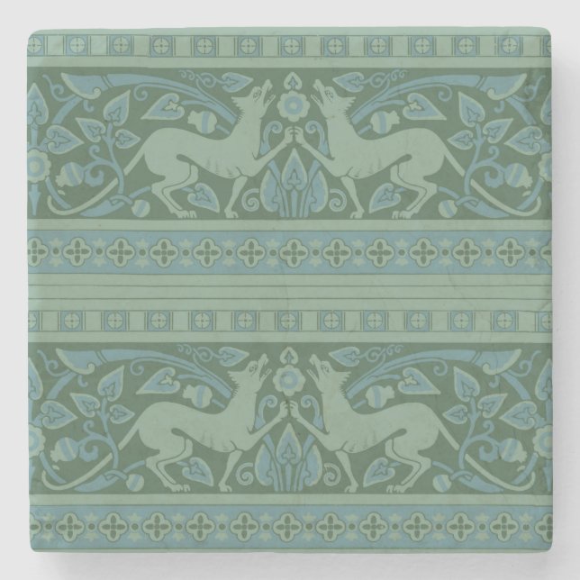 Dessous-de-verre En Pierre Art Déco Nouveau Chien Nature Motif animal (Devant)
