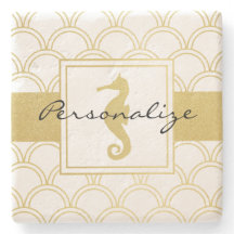 Art Déco Ocean Wave Gold Seahorse Beach House