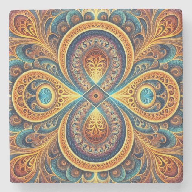 Dessous-de-verre En Pierre Art fractal vibrant (Devant)