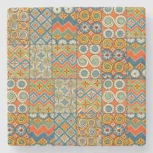 Dessous-de-verre En Pierre Art Géométrique Coloré Antique Égyptien Graphique