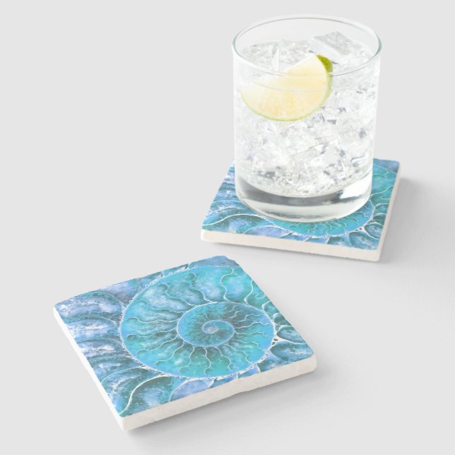 Dessous-de-verre En Pierre Art moderne de la plage (Côté)