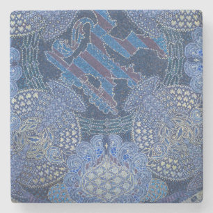 Dessous-de-verre En Pierre Art Mosaïque d'ornement bleu, Allemagne