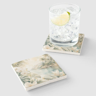 Dessous-de-verre En Pierre Art mural aquarelle tropical luxueux côtier  