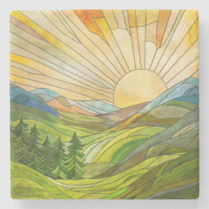 Dessous-de-verre En Pierre Art numérique mosaïque Mountain Sunrise