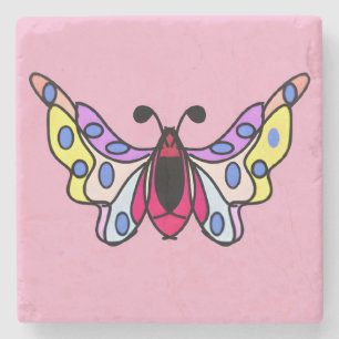 Dessous-de-verre En Pierre Art papillon folklorique moderne vibrant personnal