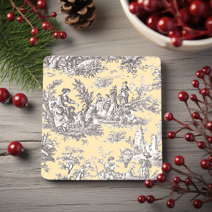 Dessous-de-verre En Pierre Art Toile de Jouy vintage noir jaune