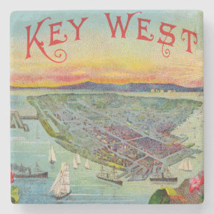 Dessous-de-verre En Pierre Art vintage de vue aérienne de Key West la Florid