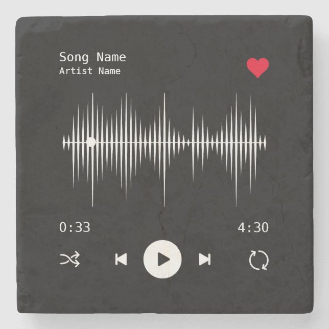 Dessous-de-verre En Pierre Artiste et chanteur de musique Noir personnalisé (Devant)