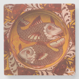 Dessous-de-verre En Pierre Arts et artisanat de style William Morris Poisson