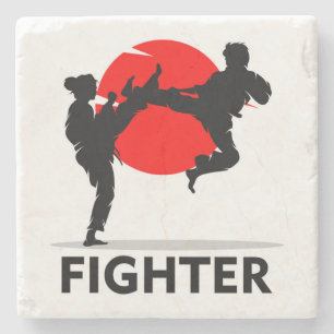 Dessous-de-verre En Pierre Arts martiaux Karate Combat Combattez ou Sparring