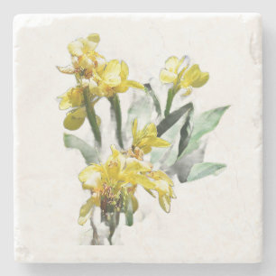Dessous-de-verre En Pierre Assiette en papier fleurs lys jaunes