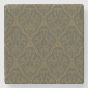 Dessous-de-verre En Pierre Audsley Or Vintage Gold Lily Couronne Vert Damassé