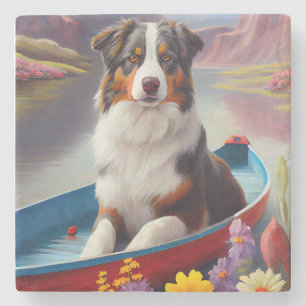 Dessous-de-verre En Pierre Australian Shepherd on Paddle : Une aventure Pitto