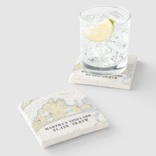 Dessous-de-verre En Pierre Authentic Boating Chart Martha's Vineyard Nautical