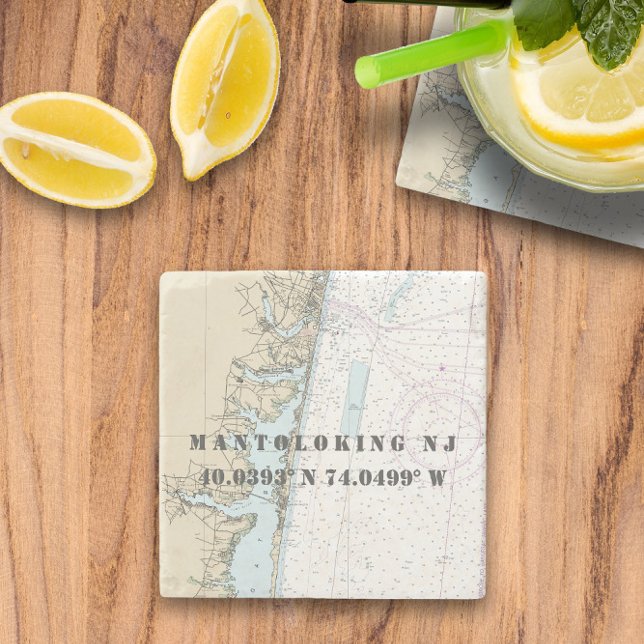 Dessous-de-verre En Pierre ⚓ Authentic NOAA carte nautique New Jersey (⚓ Authentic NOAA Nautical Chart New Jersey Stone Coaster
)