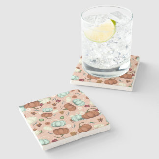 Dessous-de-verre En Pierre Automne Citrouille Floral