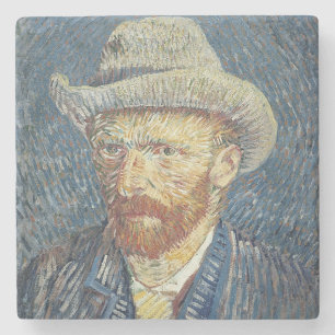 Dessous-de-verre En Pierre Autoportrait de Vincent van Gogh   avec le chapeau