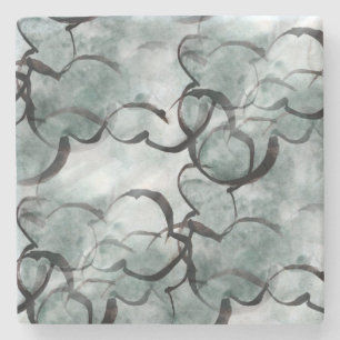 Dessous-de-verre En Pierre avant-garde d'art grise, peinture de main noire