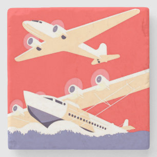 Dessous-de-verre En Pierre Avion en vol vintage WPA coloré