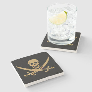 Dessous-de-verre En Pierre Aztec Gold Crâne et cutlass Pirate Calico Jack