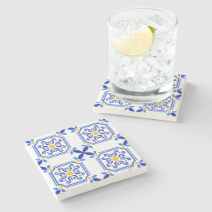 Dessous-de-verre En Pierre Azulejo portugais méditerranéen traditionnel