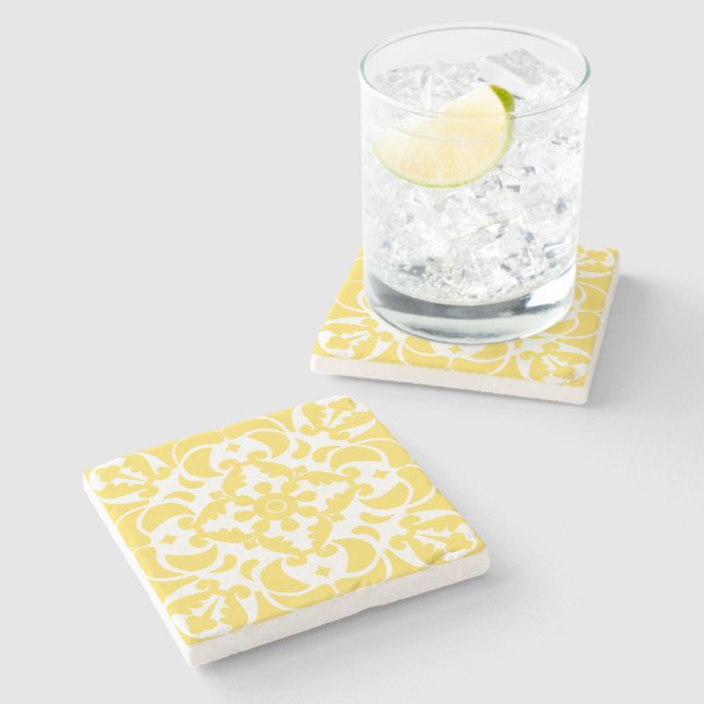 Dessous-de-verre En Pierre Azulejos jaune portugais espagnol méditerranéen (Côté)