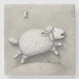 Dessous-de-verre En Pierre Baa Relief (mouton 2)