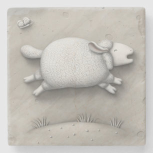 Dessous-de-verre En Pierre Baa Relief (mouton 3)