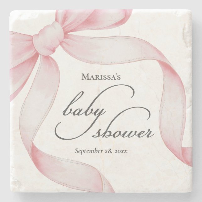 Dessous-de-verre En Pierre Baby shower de boule rose (Devant)