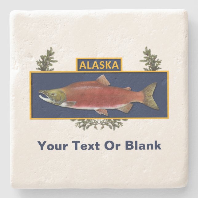 Dessous-de-verre En Pierre Badge du pêcheur de combat de l'Alaska (Devant)