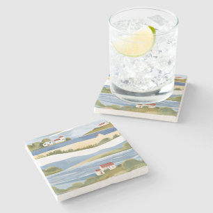 Dessous-de-verre En Pierre Baie de Cape Cod Aquarelle de rivage océanique