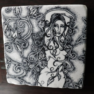 Dessous-de-verre En Pierre Balayé Ink Goddess Pagan Art