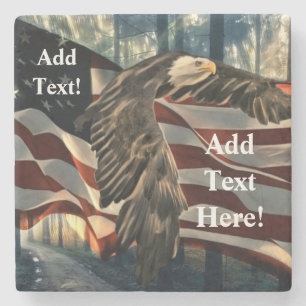 Dessous-de-verre En Pierre Bald Eagle American Flag Country Road Stone Coaste