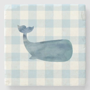 Dessous-de-verre En Pierre Baleine Bleu En vichy Vérifier la côte