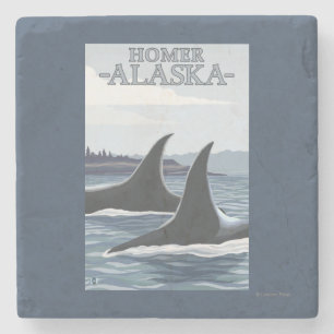 Dessous-de-verre En Pierre Baleines #1 - Homer, Alaska d'orque