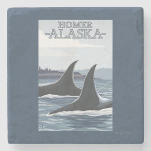 Dessous-de-verre En Pierre Baleines #1 - Homer, Alaska d'orque