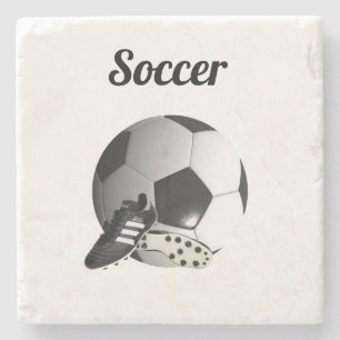 Dessous-de-verre En Pierre Balle De Football Et Chaussures,