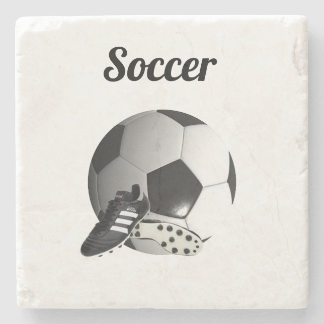 Dessous-de-verre En Pierre Balle De Football Et Chaussures, (Devant)