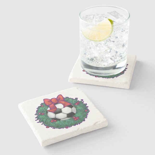 Dessous-de-verre En Pierre Balle de football Noël (Côté)